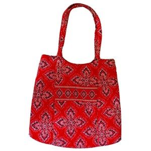 Vera Bradley Curvy Frankly Scarlet Signature Slim Profile Book Tote 14 In Red